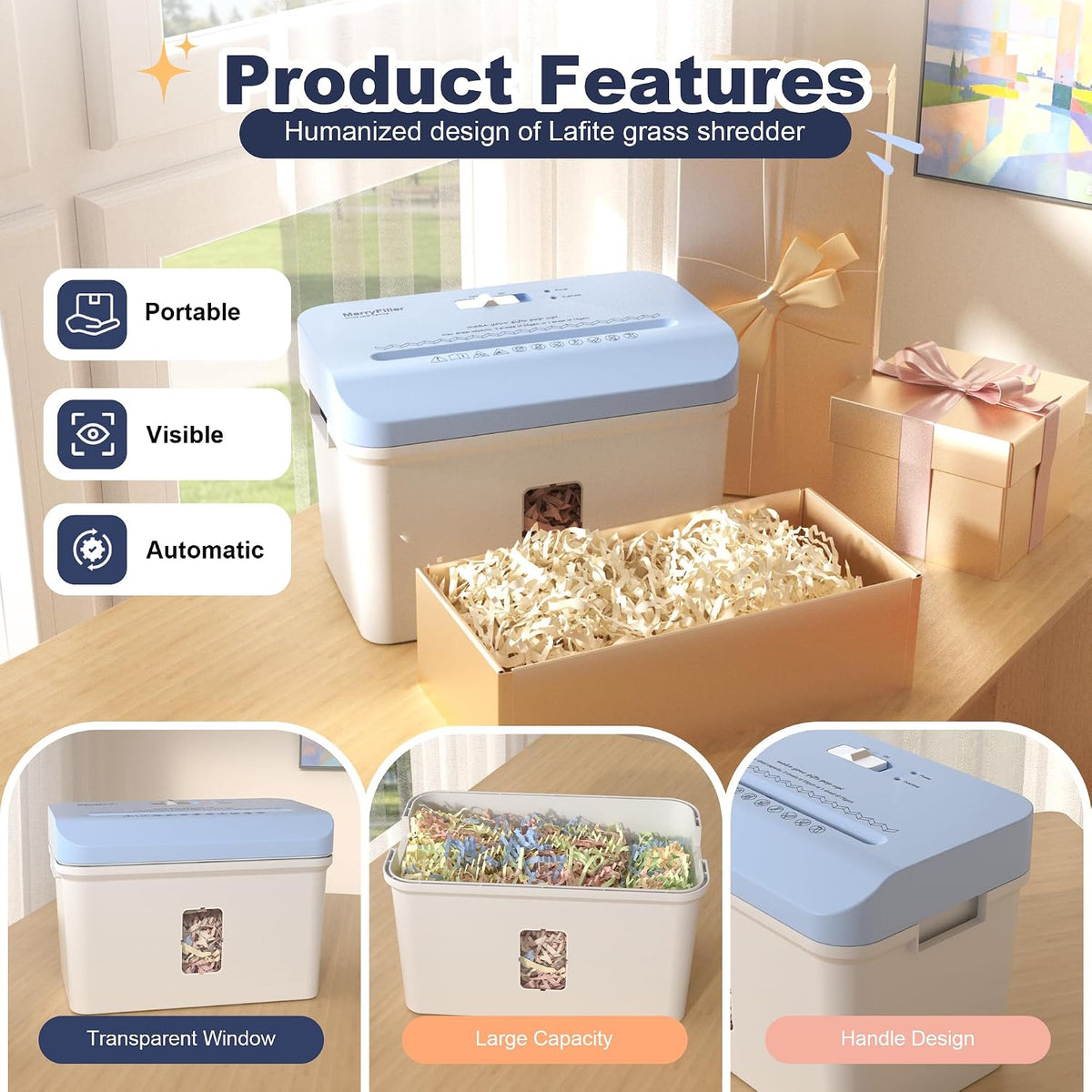 Electric Crinkle Paper Shredder for Gift Box Filler Home Office