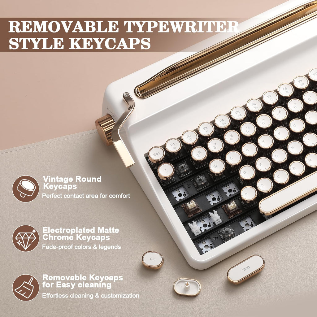 YUNZII QL75 Retro Typewriter Hot Swap RGB Keyboard (Green, Cocoa V2)