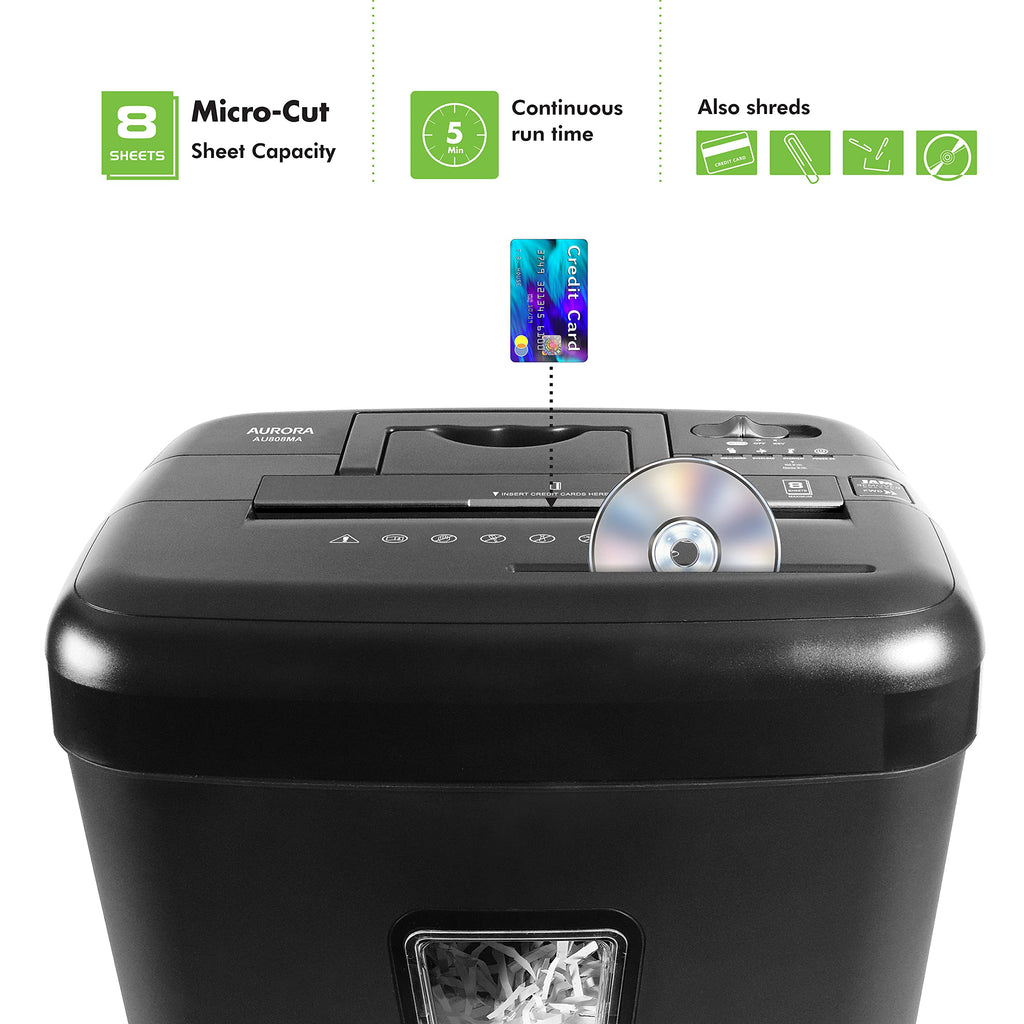 Aurora AU1235MA Professional Grade 12-Sheet High Security Micro-Cut Paper and Credit Card Shredder/ 20 Minutes Run/Security Level P-5