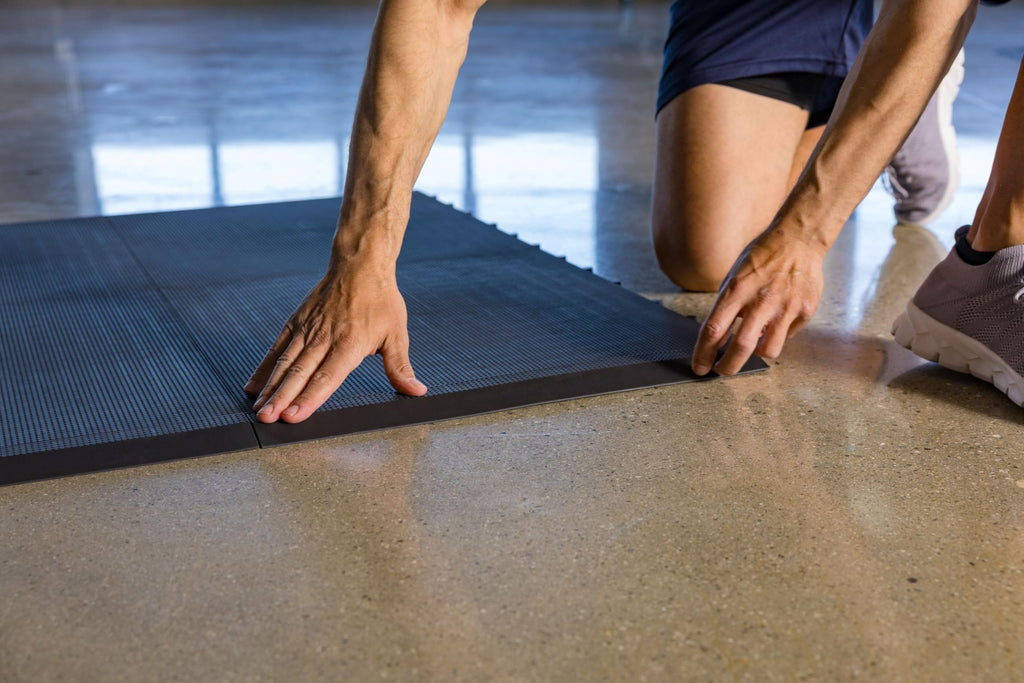 Baselayer Performance Series Interlocking Floor Tiles - Durable Â½ in TPE (Rubber Like, NOT Foam, no Odor) - Gym Flooring for Weights & Heavy Equipment - Black, 15 SqFt (6 Pack) - Made in USA