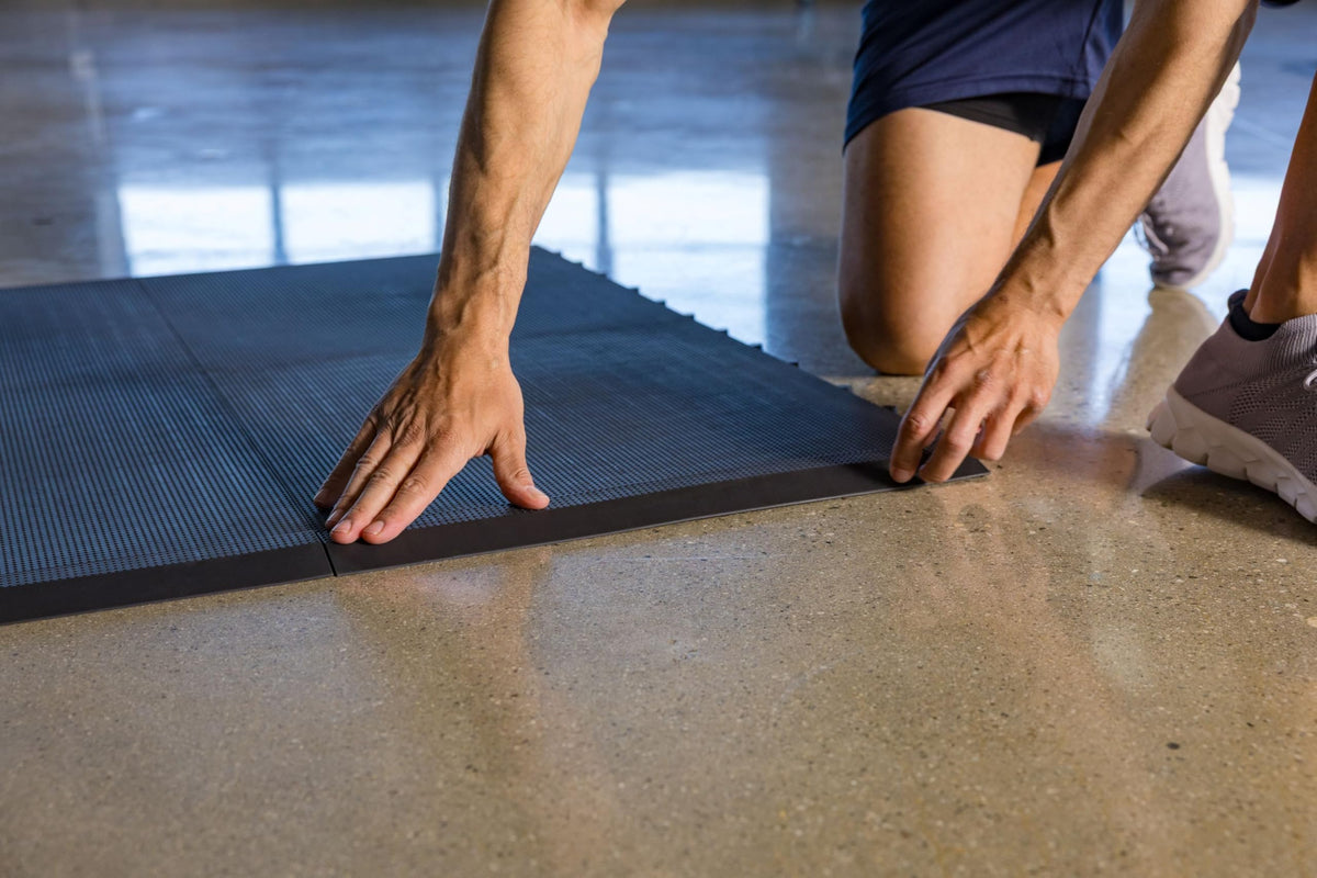 Baselayer Performance Series Interlocking Floor Tiles - Durable Â½ in TPE (Rubber Like, NOT Foam, no Odor) - Gym Flooring for Weights & Heavy Equipment - Black, 15 SqFt (6 Pack) - Made in USA