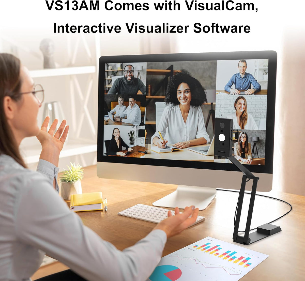 VIISAN VS13AM 4K Document Camera for Desktop, Document Scanner with OCR, Overhead Camera for Papers, Books, Receipts, Cards and Small Objects, Clear Close-Up Capture for Office, Home and Presentation