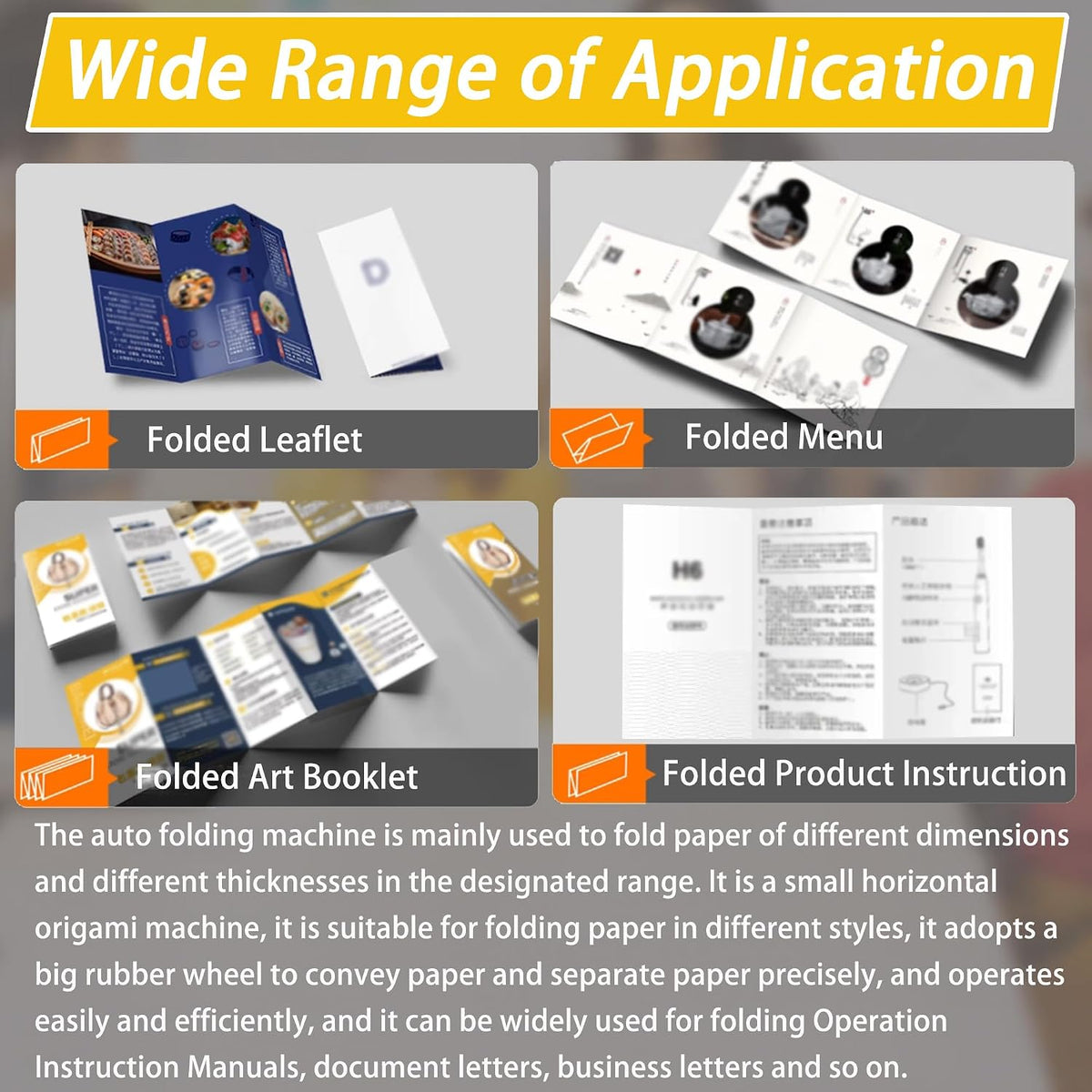 Automatic Paper Folding Machine 110V Commercial Desktop Paper Folder Cross Fold & Stepless Speed Control with Digital Sheet Counter Rubber Feed Roller for Business Letters Manuals Documents
