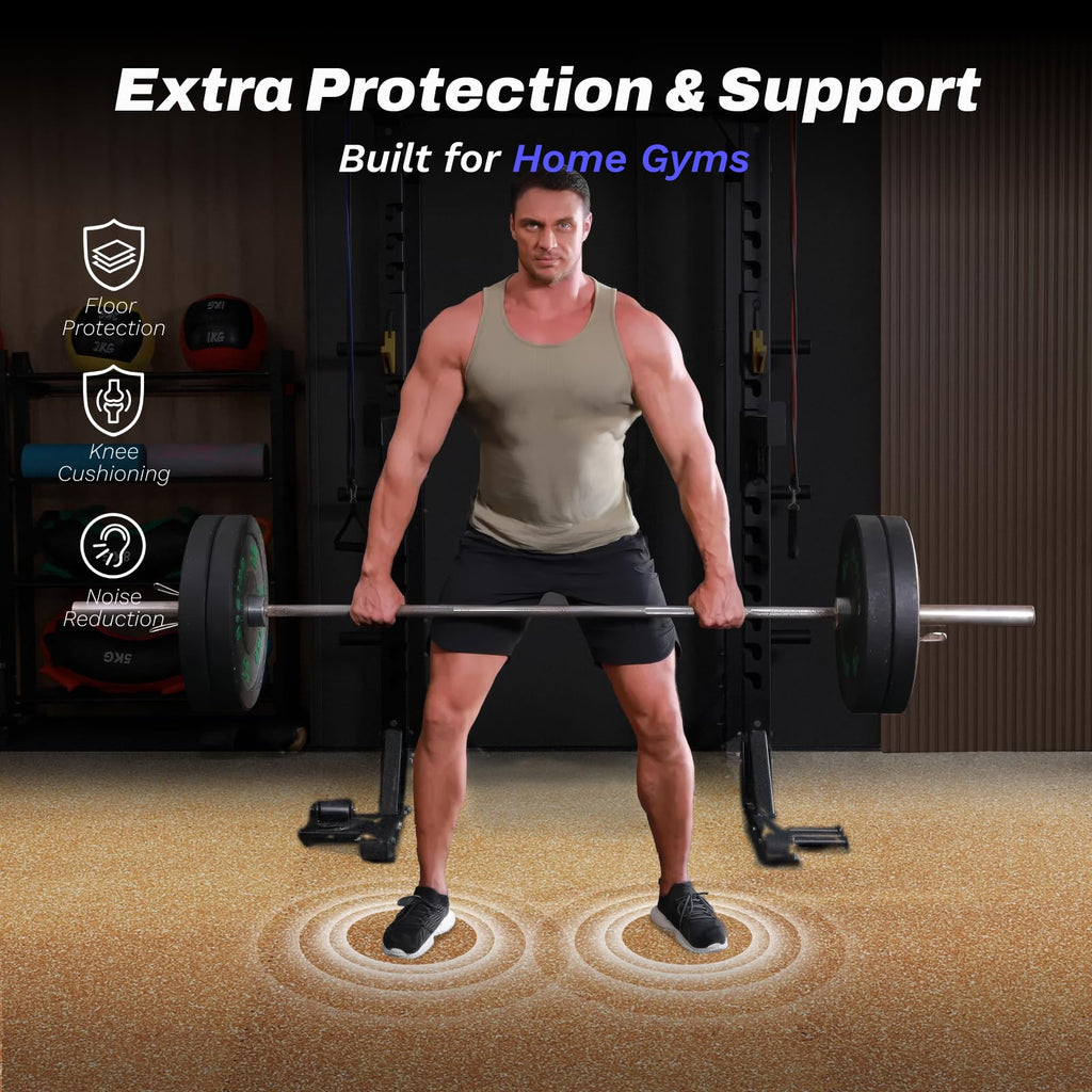 AIRHOP 1/2" Thick 48 Sq Ft Gym Flooring for Home Gym, Rubber Top Gym Mats