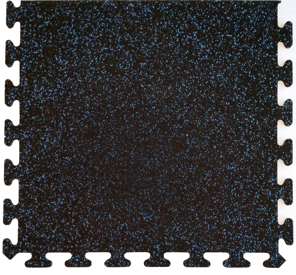 American Floor Mats Fit-Lock 3/8 Inch Heavy Duty Rubber Flooring - Interlocking Rubber Tiles (24" x 24" Tile) Solid Black 4' x 4' Set (4 Tiles Total) - Exercise Mats, Home Gym Sets