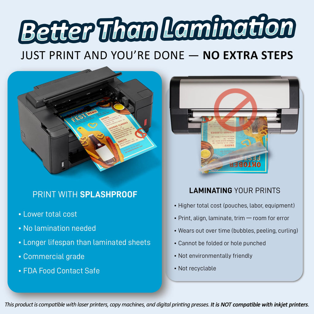 Printer Paper - 8.5" x 11", 5 Mil Waterproof Paper, Laser Printer & Copy Machine Compatible (8.5" x 11" - Letter, 500 Sheets)