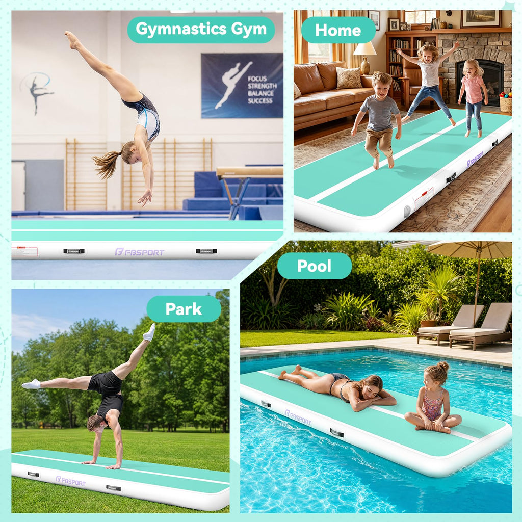 FBSPORT 6.6ft/10ft/13ft/16ft/20ft Inflatable Air Gymnastics Training Mat