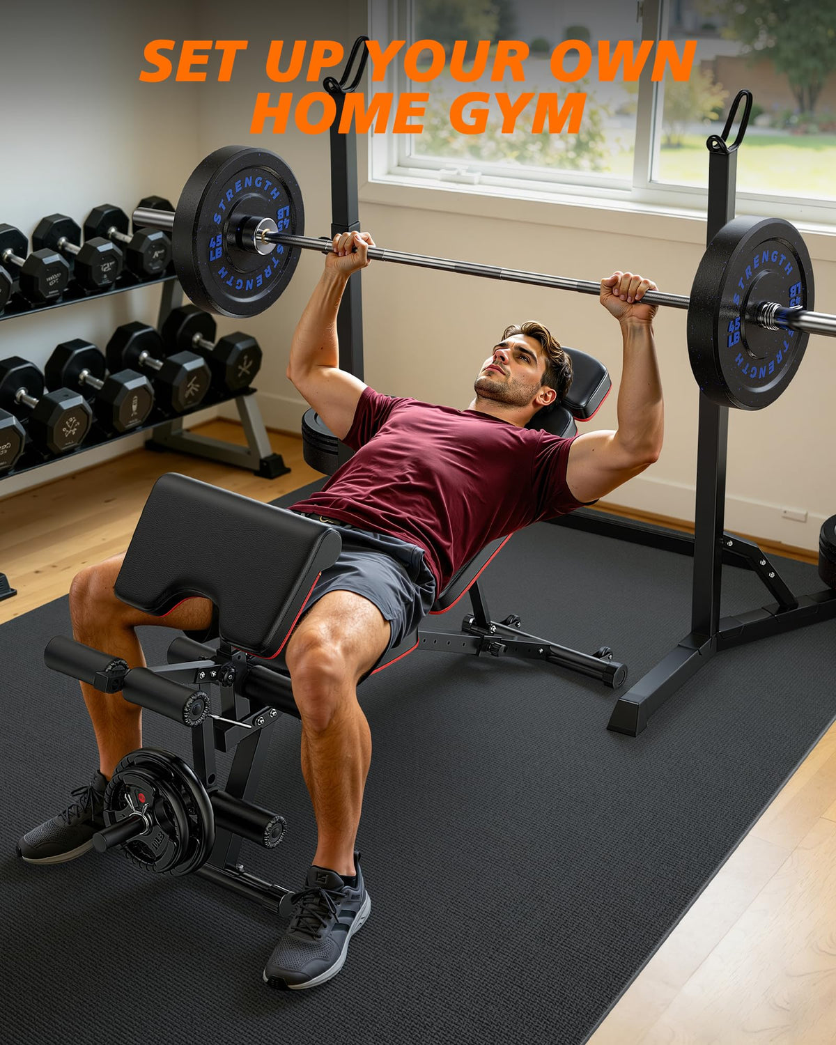Rendpas Large Exercise Mat for Home Gym, 8mm Extra Thick Workout Mat