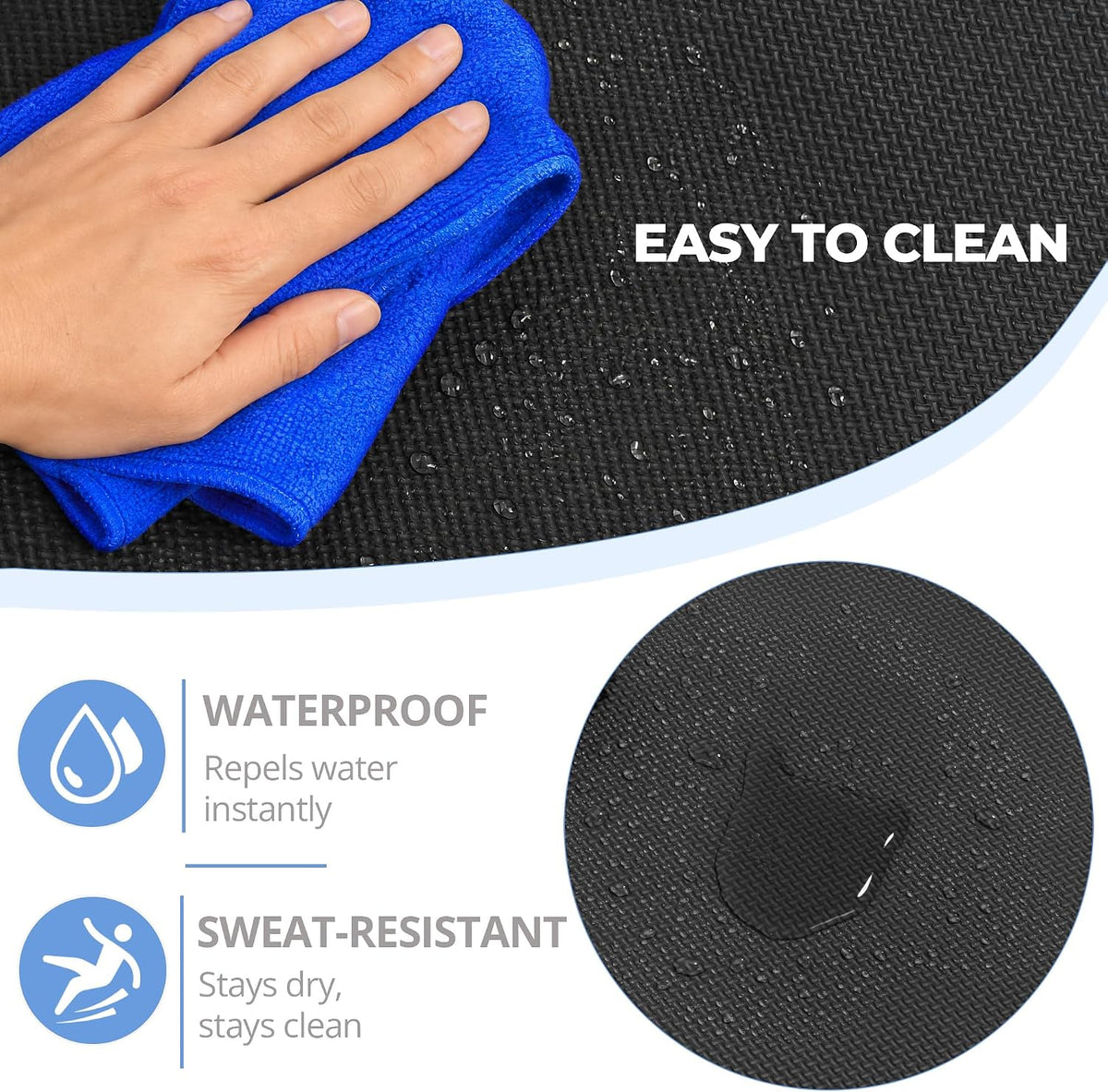 HulkFit Puzzle Exercise Mat, 1/2 Inch EVA Interlocking Foam Gym Flooring for Home Gym, Garage, Apartments, Shock-Absorbing Floor Tiles Workout Mat for Workout Equipment, MMA, Gymnastics, 36 Tiles
