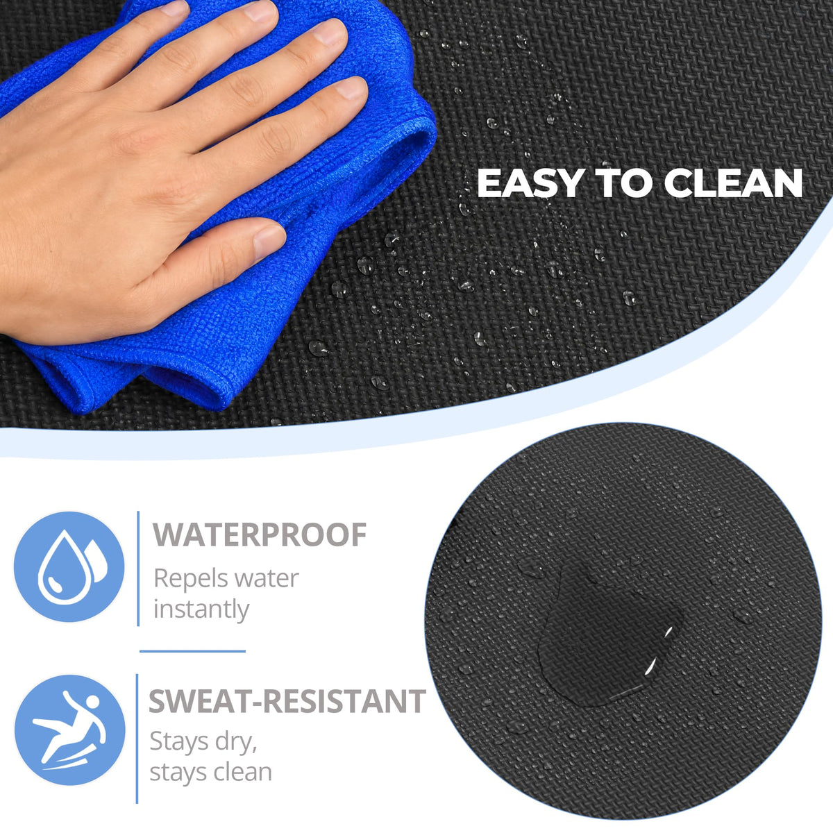 HulkFit Puzzle Exercise Mat, 1/2 Inch EVA Interlocking Foam Gym Flooring for Home Gym, Garage, Apartments, Shock-Absorbing Floor Tiles Workout Mat for Workout Equipment, MMA, Gymnastics, 36 Tiles