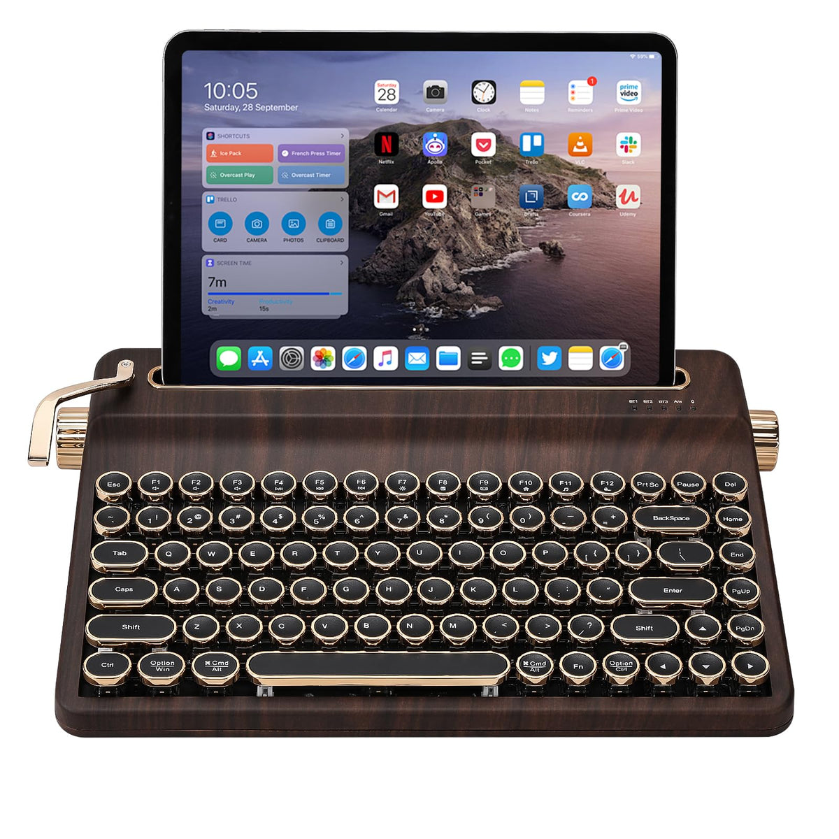 YUNZII QL75 Retro Typewriter Hot Swap RGB Keyboard (Green, Cocoa V2)