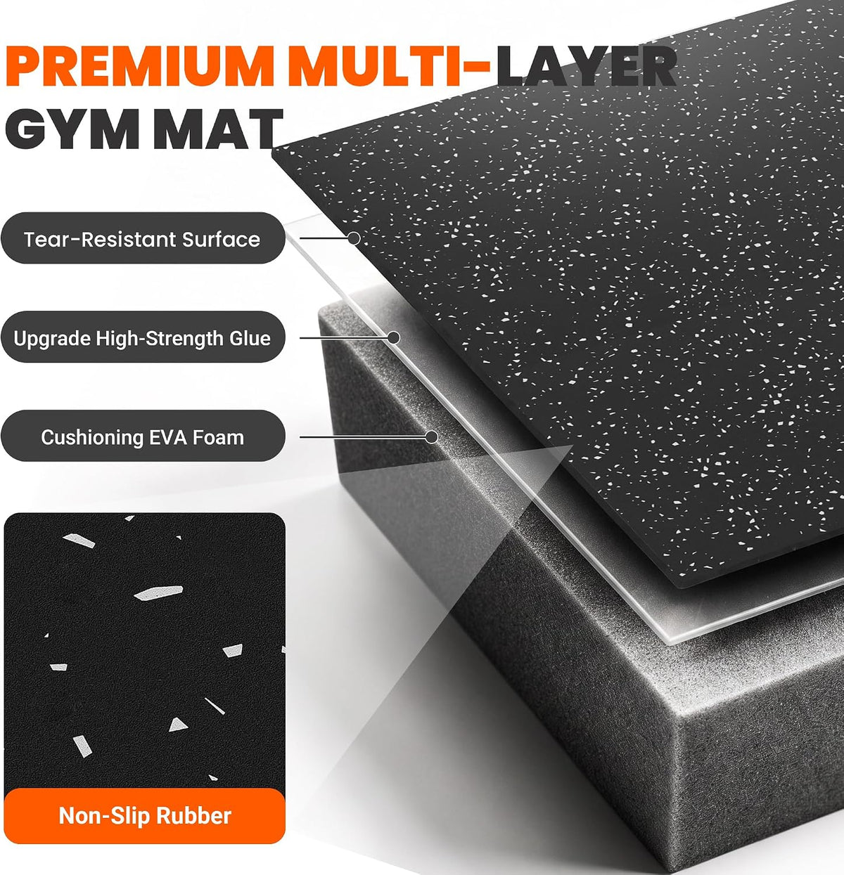 Stepwaver 0.79" Thick 48 Sq Ft Rubber Top Exercise Equipment Mats