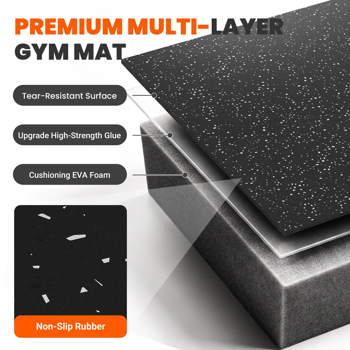 Stepwaver 0.79" Thick 48 Sq Ft Rubber Top Exercise Equipment Mats