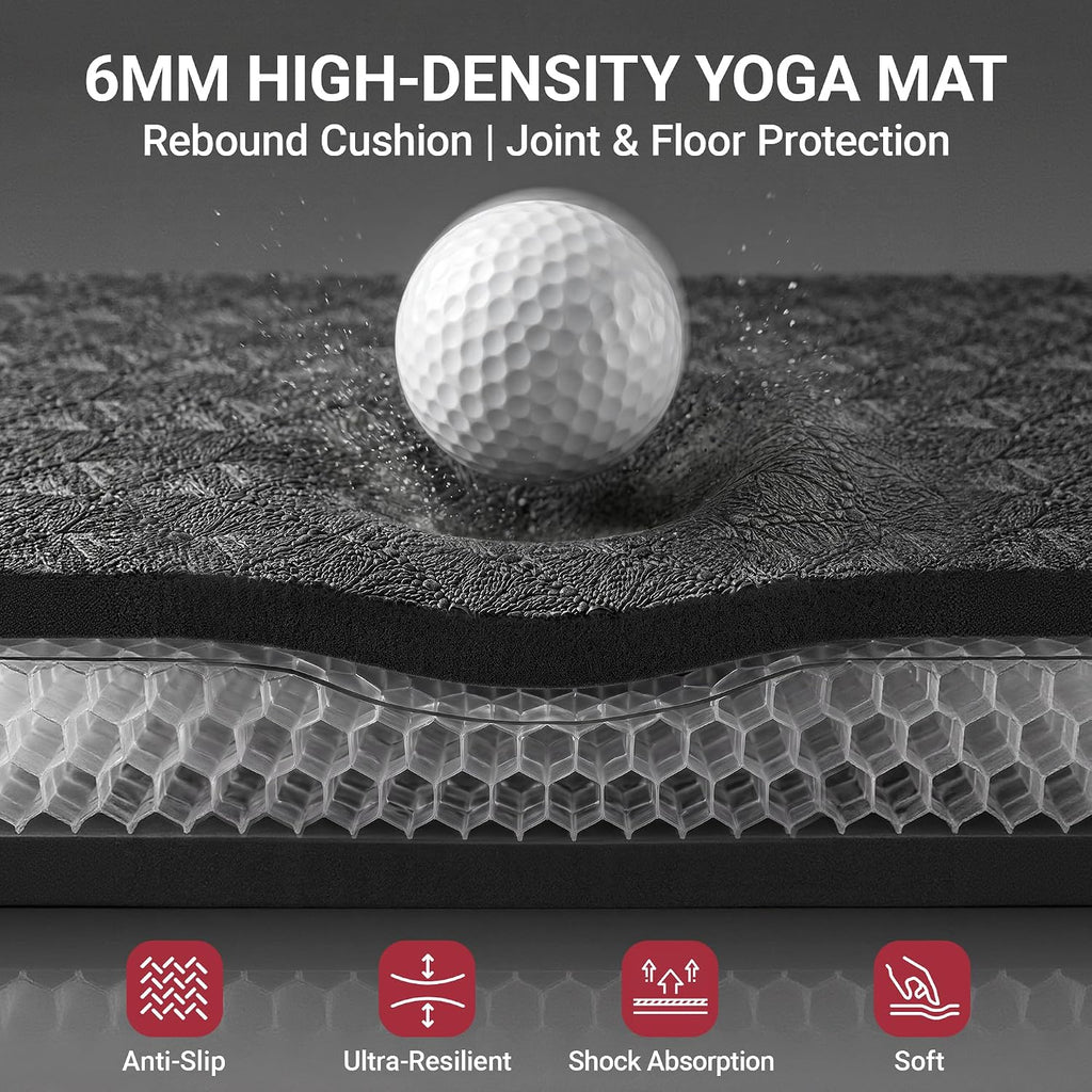 VTORY Extra Large Yoga Mat - 6'x4'/7'x5'/8'x5'/9'x5'x6mm (1/4inch)