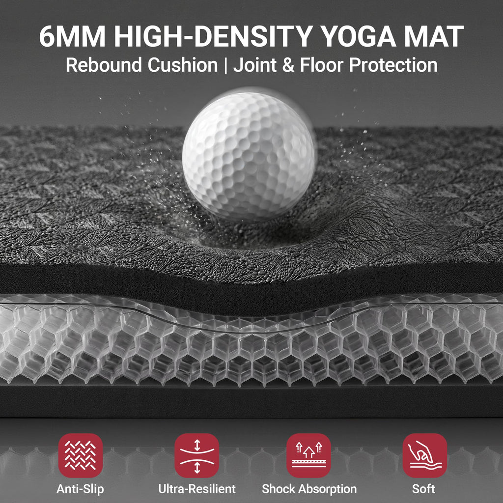 VTORY Extra Large Yoga Mat - 6'x4'/7'x5'/8'x5'/9'x5'x6mm (1/4inch)