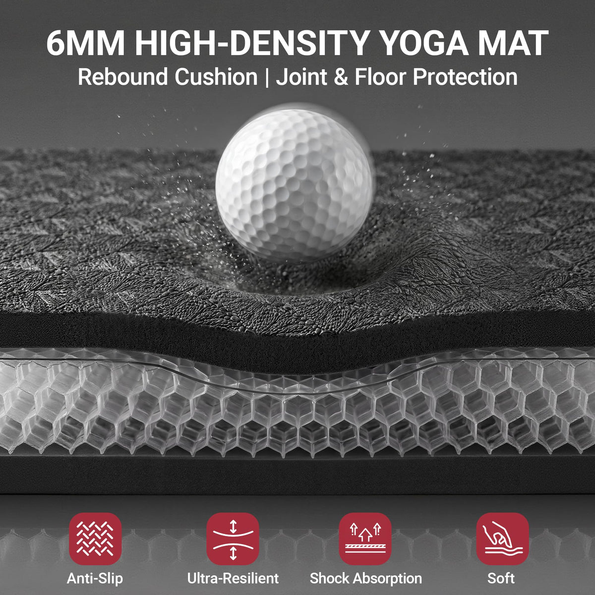VTORY Extra Large Yoga Mat - 6'x4'/7'x5'/8'x5'/9'x5'x6mm (1/4inch)