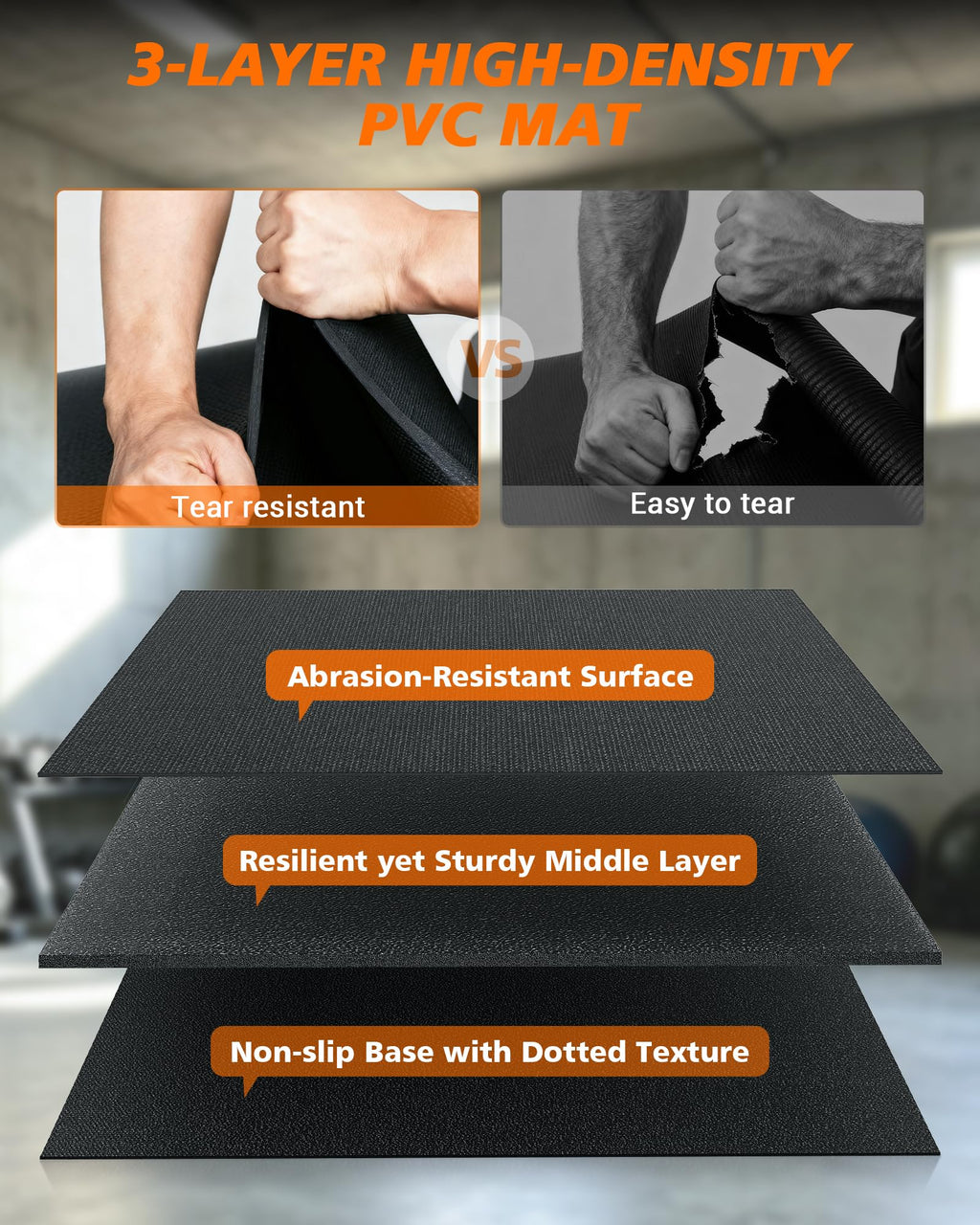 Rendpas Large Exercise Mat for Home Gym, 8mm Extra Thick Workout Mat