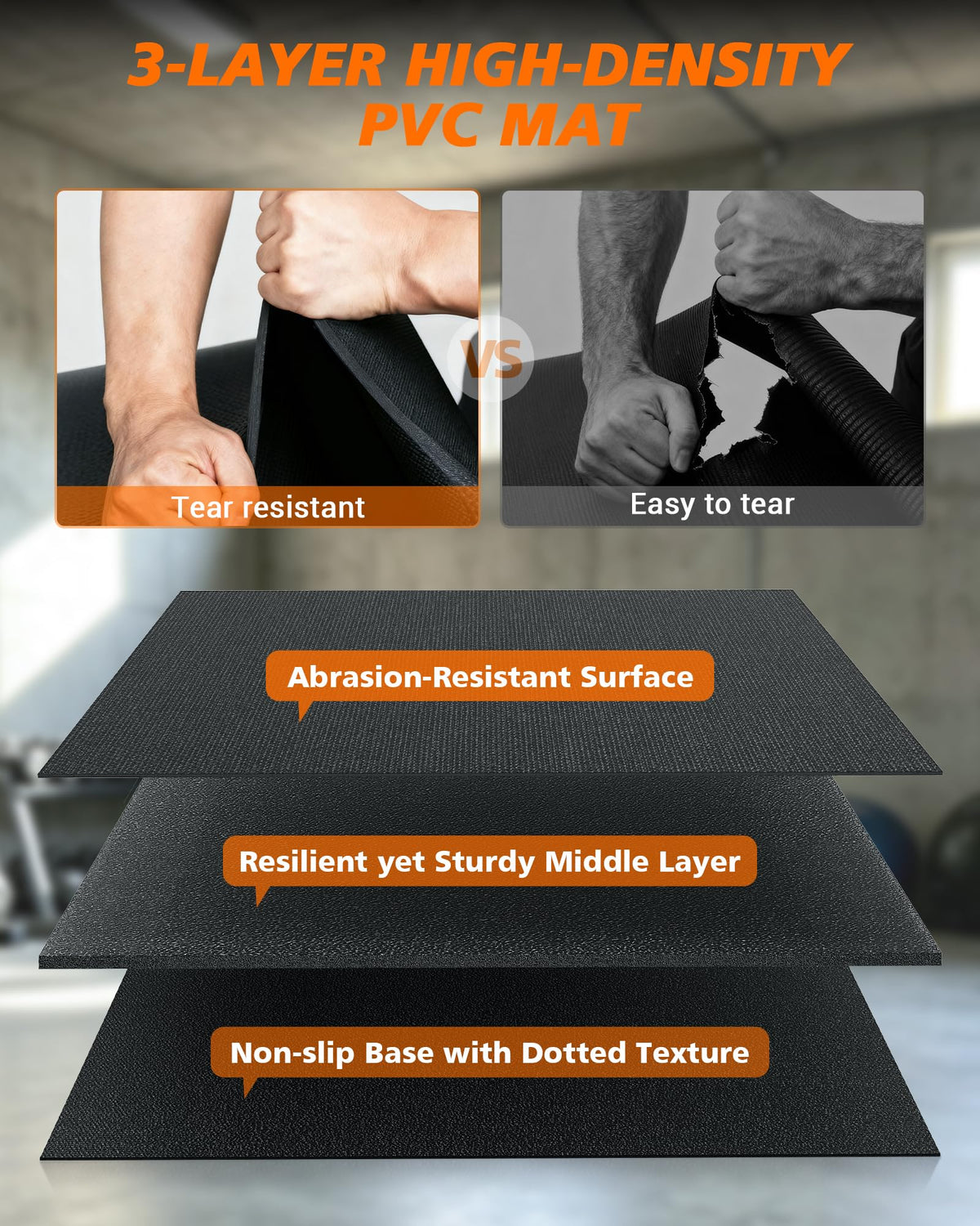 Rendpas Large Exercise Mat for Home Gym, 8mm Extra Thick Workout Mat