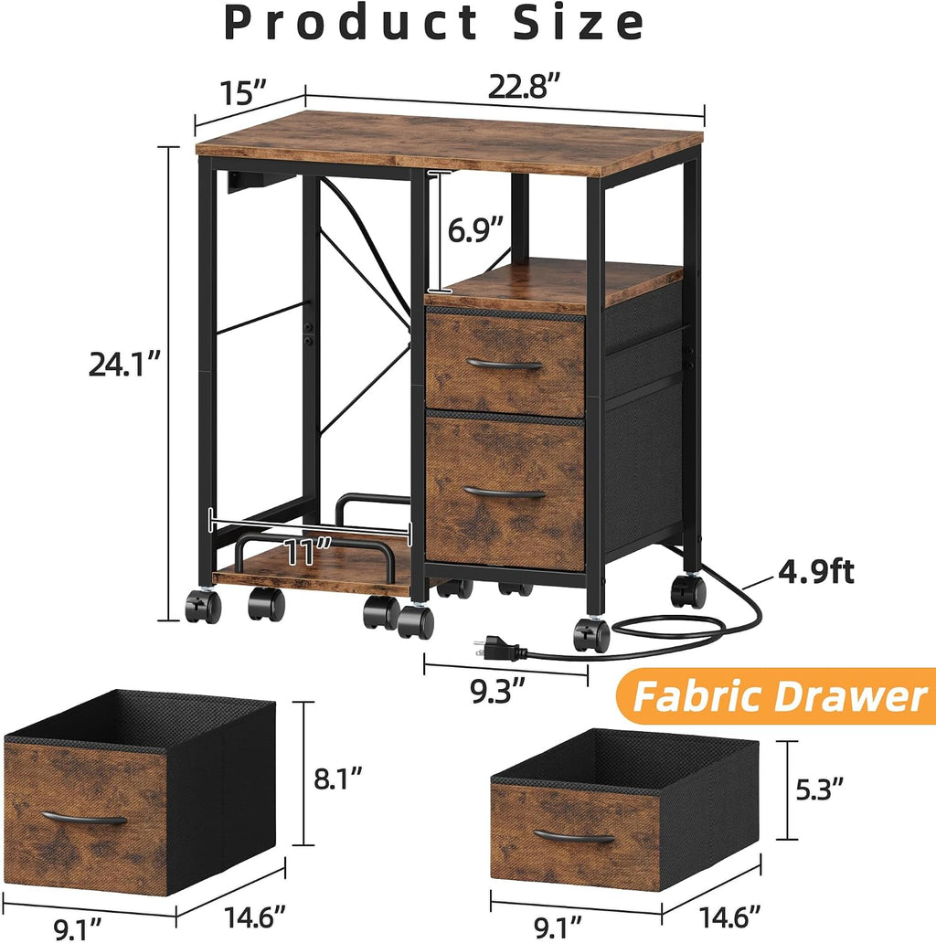 YAOHUOO Printer Stand with Power Outlet/Drawers, Printer and Shredder Stand