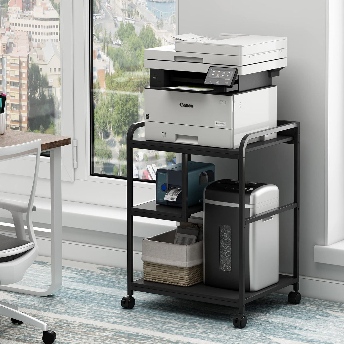 Fannova Large Printer & PC Tower Stand with Wheels for Home Office Storage