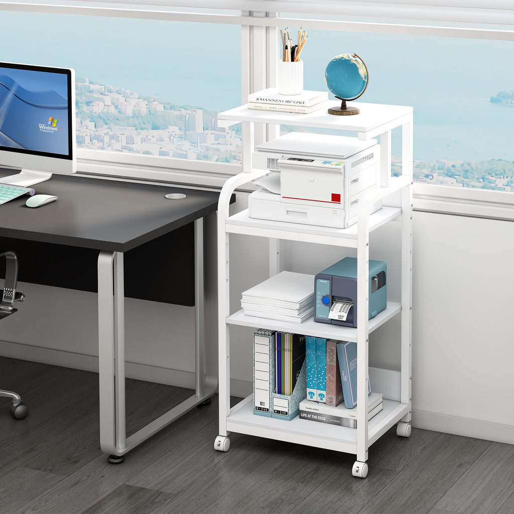 Fannova 4 Tier Tall Printer Stand with Height Adjustable Storage Shelf