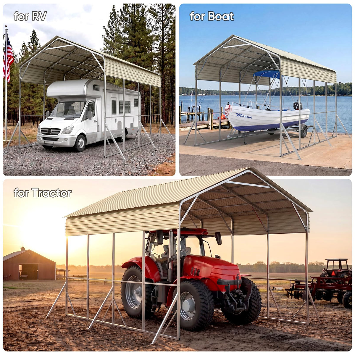 Quictent 14x25x15 FT RV Metal Carport, Heavy Duty Reinforced Steel Shelter with Side Panel, Extra Tall Outdoor Garage Canopy for RV, Boat, Truck and Farm Equipment