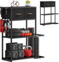 Home Gym Storage Rack, Adjustable 4-Tier with Extra Drawer