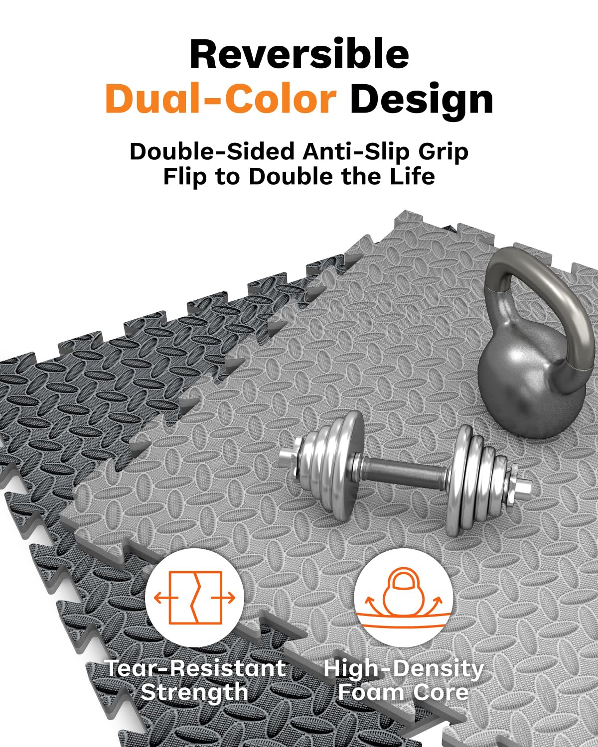 AIRHOP Upgraded 0.79" Extra Thick 48 Sq Ft High-Density Eva Foam Exercise Gym Mats, 12 Pcs Large Interlocking Puzzle Floor Tiles (24"x24") for Home Gym