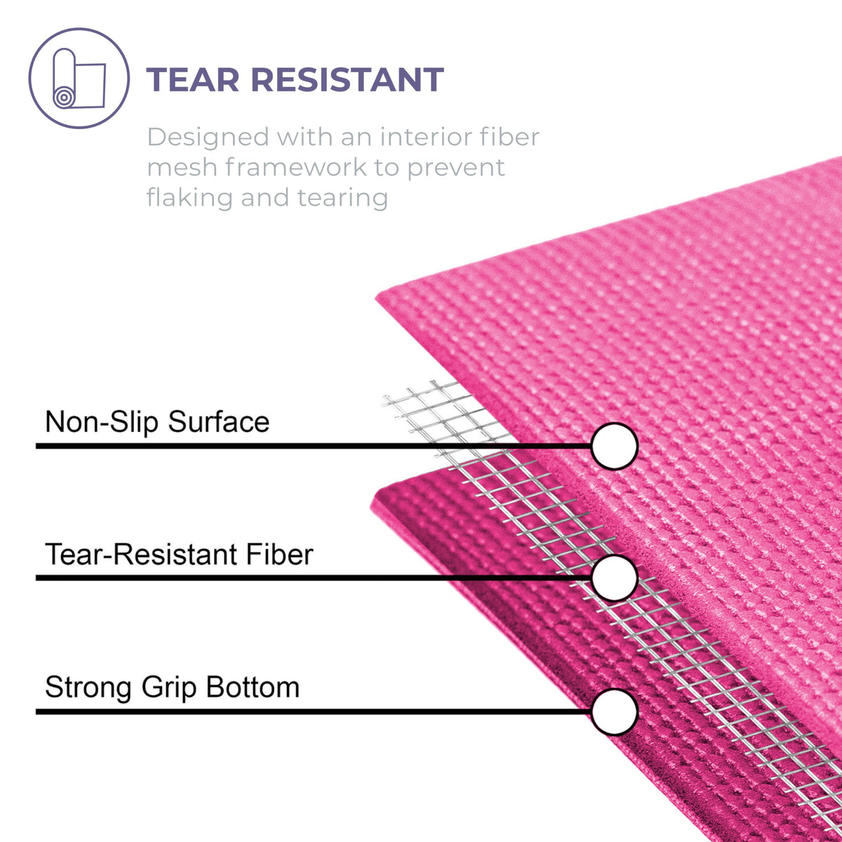 Voyage 5mm Studio Yoga Mats, 6 Pack, 72x24in