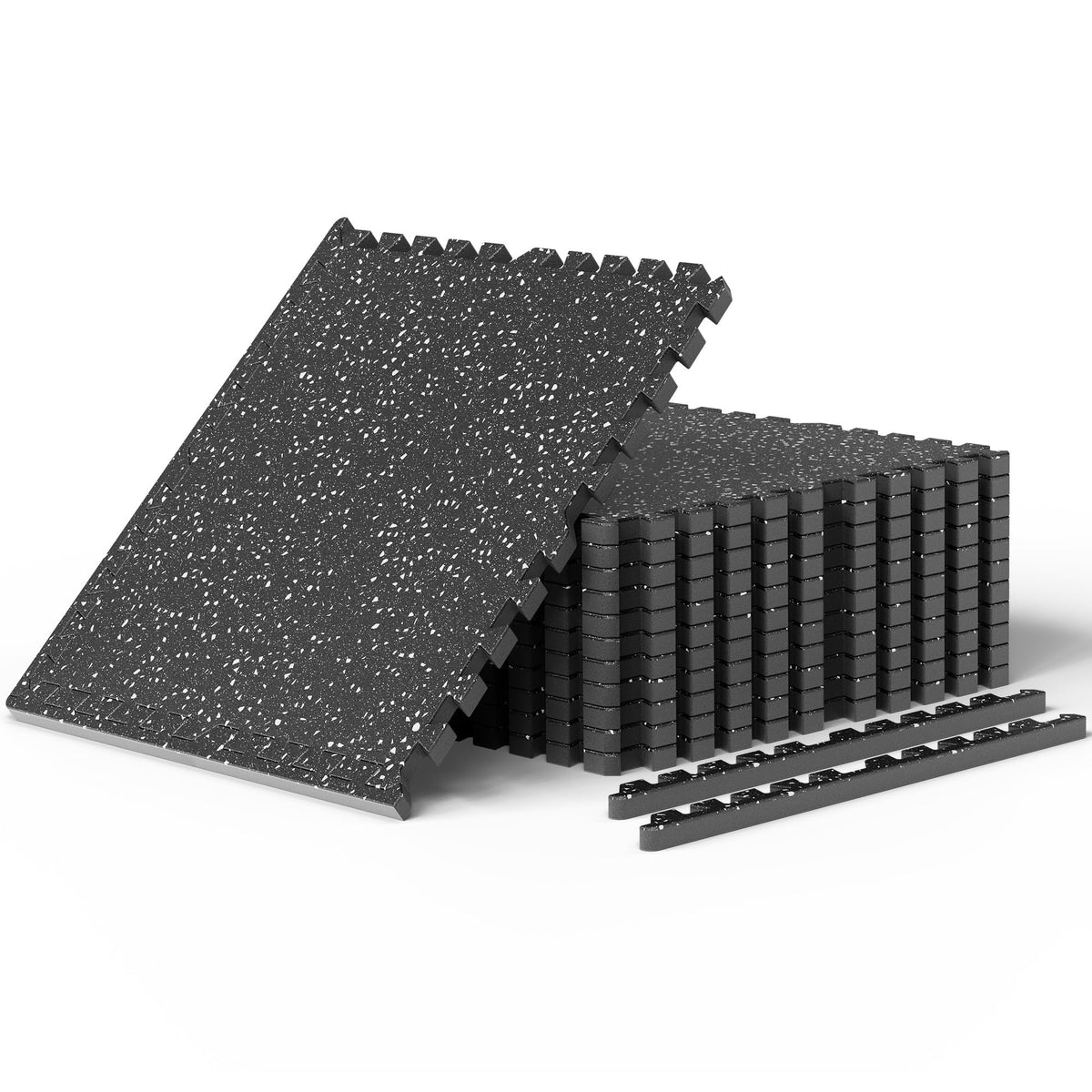 0.6" Thick Rubber Top Exercise Mat, Interlocking Puzzle Gym Flooring Mat