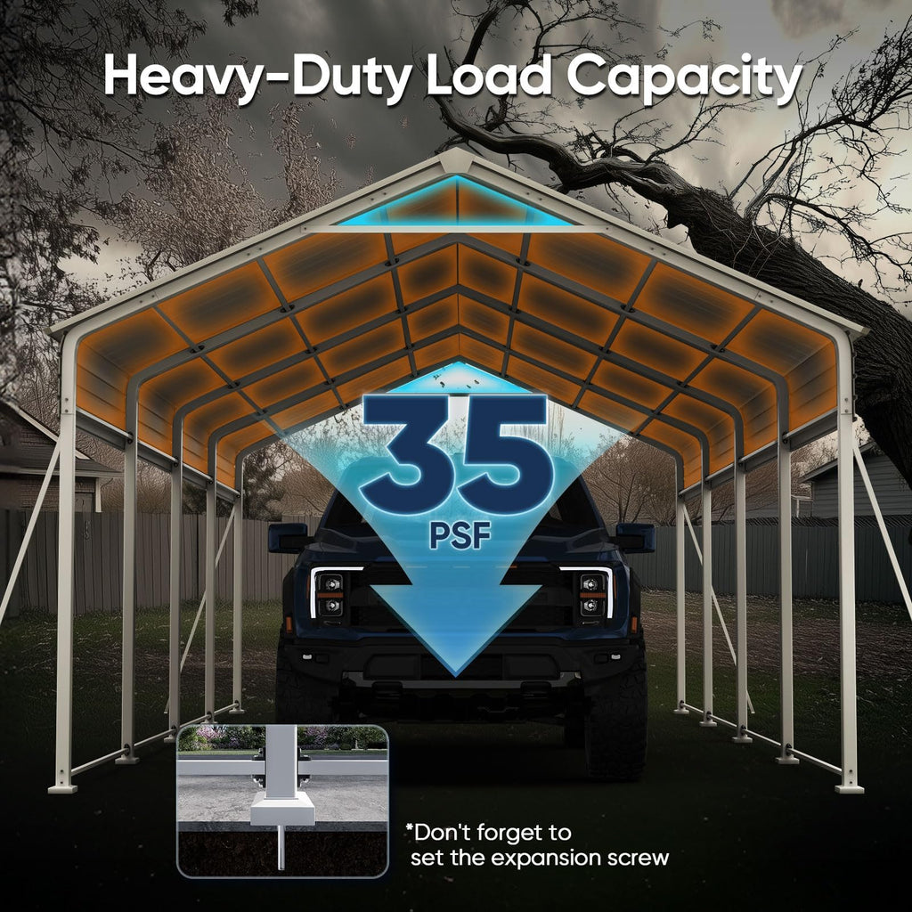 Quictent 14x25x15 FT RV Metal Carport, Heavy Duty Reinforced Steel Shelter with Side Panel, Extra Tall Outdoor Garage Canopy for RV, Boat, Truck and Farm Equipment