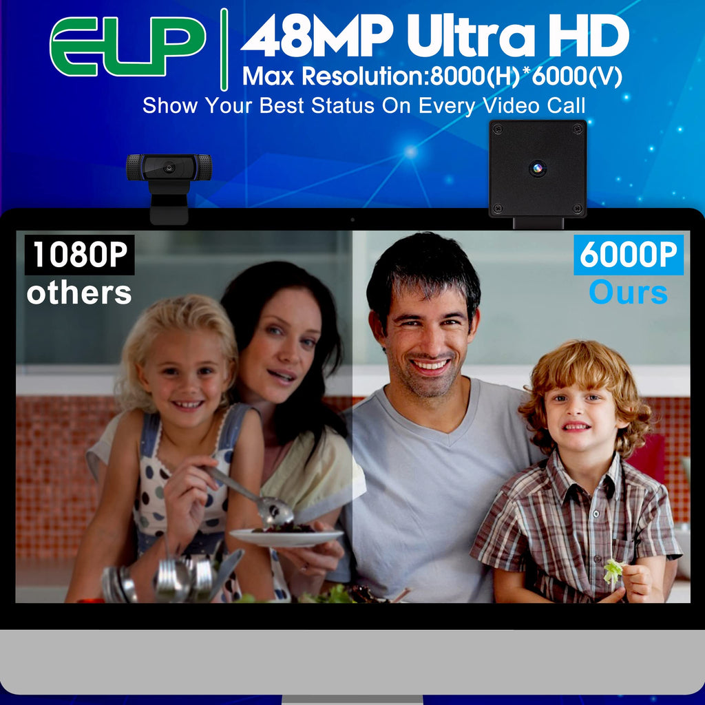 ELP 48MP Fast Autofocus USB Camera Module with 70degree No Distortion Lens for Computer Mini UVC USB2.0 Industrial Webcam Board 8000 * 6000 USB with Camera for Laptop PC Raspberry pi Jetson Nano