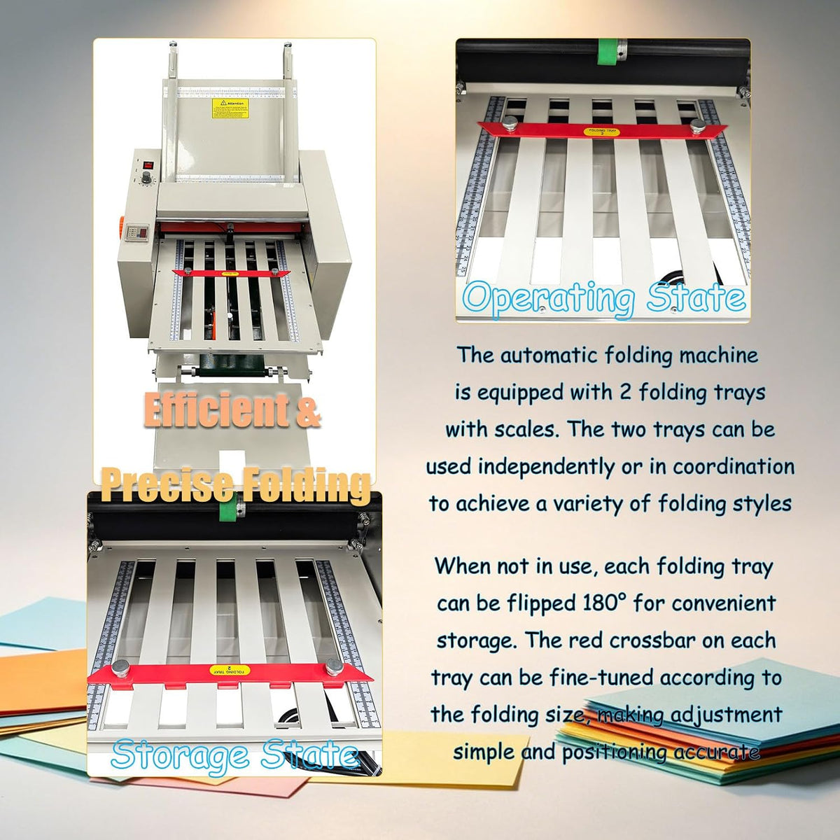 110V Folding Paper Machine with 2 Trays, Max Speed 262ft/min