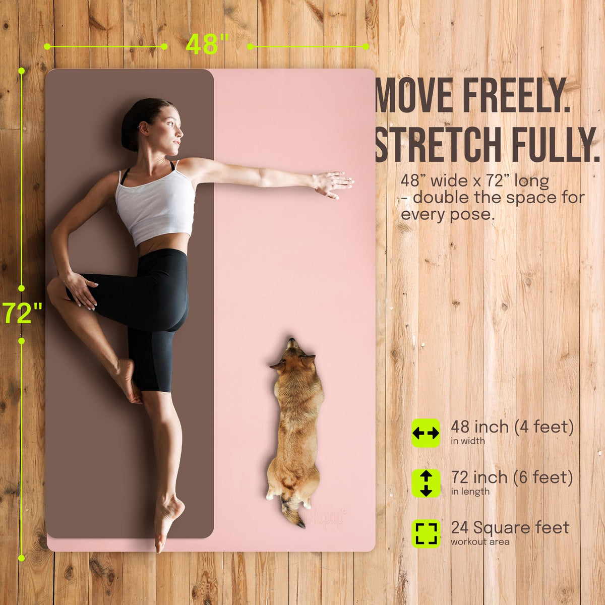 Gogokiwi Extra Large Yoga Mat 6'x4', Thick Exercise Mats for Home Workout
