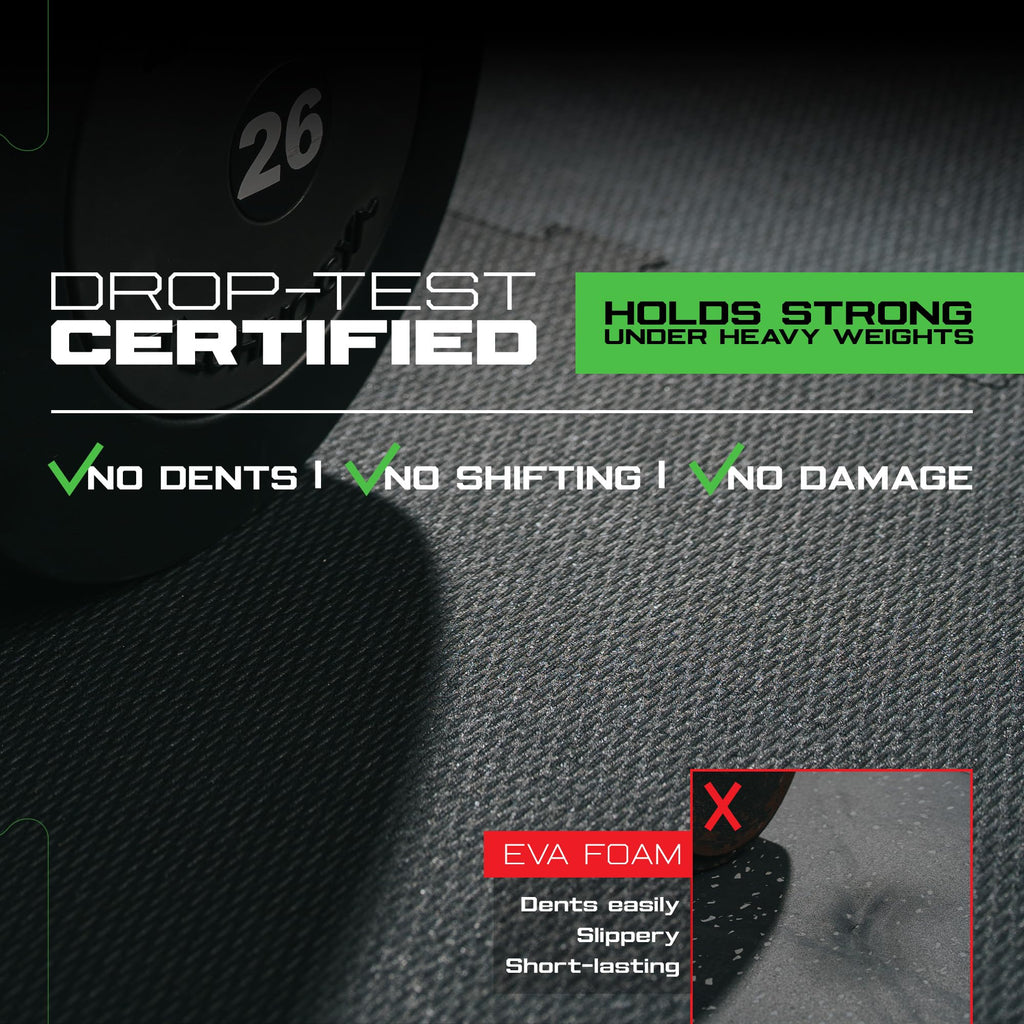 Interlocking Rubber Floor Tiles â Heavy Duty 100% Rubber Gym Flooring for Home Gym, Garage, Workout Room, Equipment Mats, Indoor/Outdoor Mats, Gray Fleck 4-Pack (4, Gray Fleck, 22.5" x 22.5")