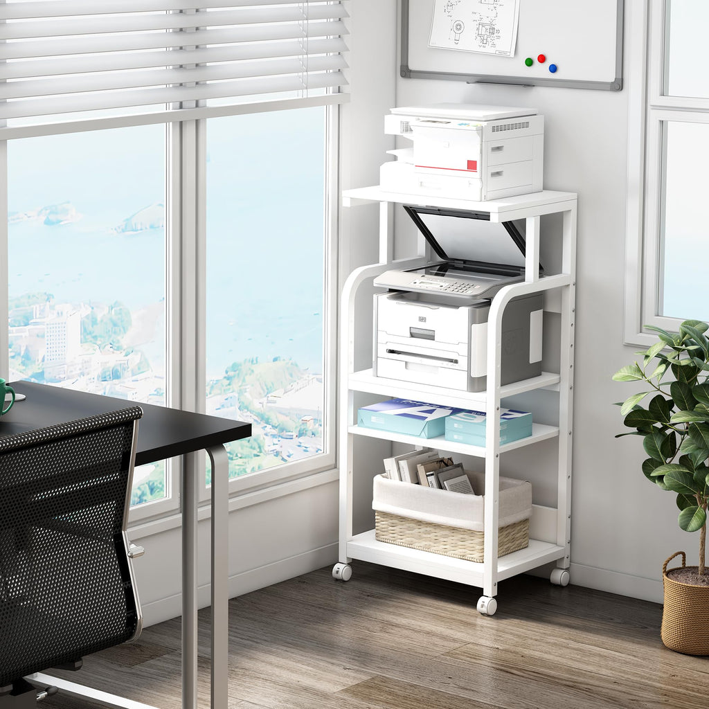 Fannova 4 Tier Tall Printer Stand with Height Adjustable Storage Shelf