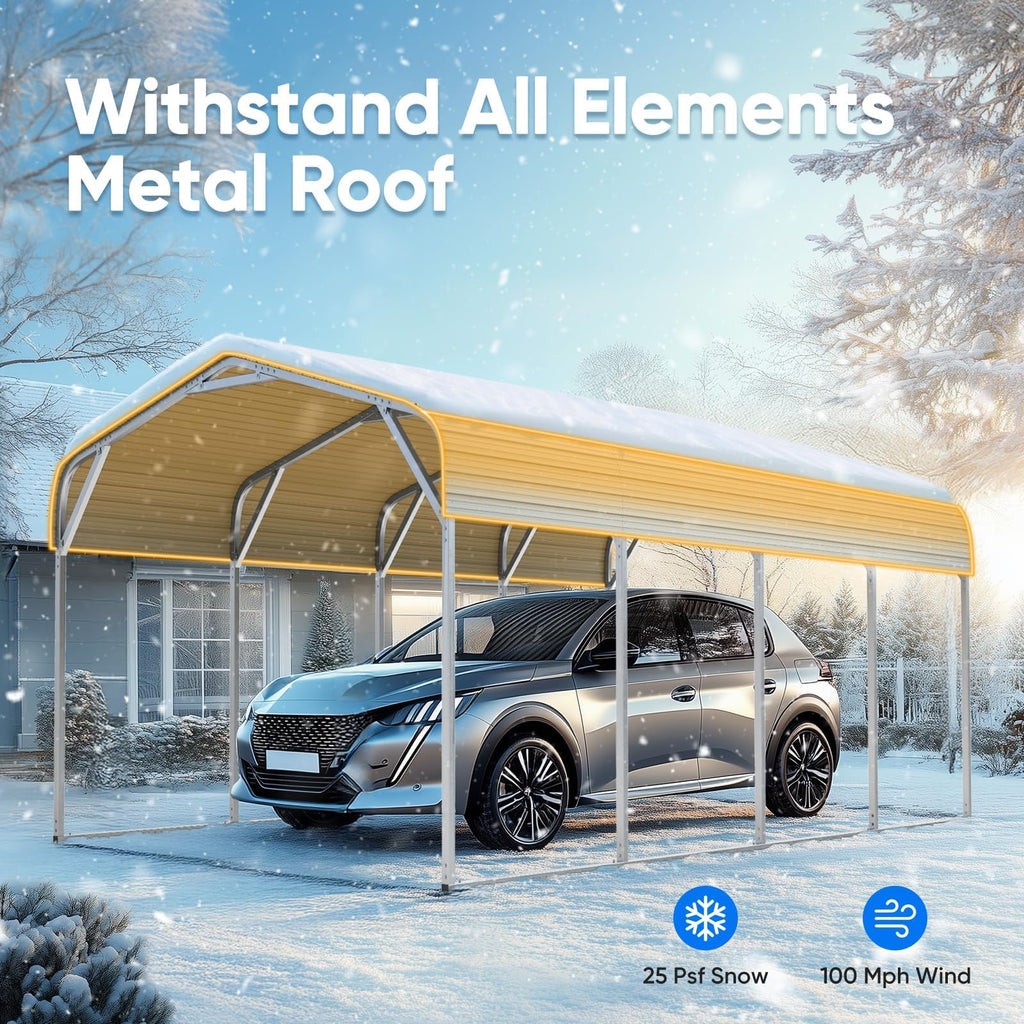 Quictent 14x25x15 FT RV Metal Carport, Heavy Duty Reinforced Steel Shelter with Side Panel, Extra Tall Outdoor Garage Canopy for RV, Boat, Truck and Farm Equipment