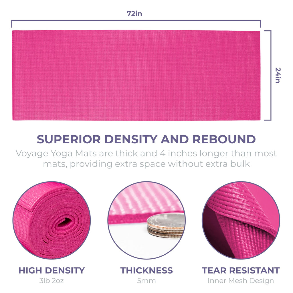Voyage 5mm Studio Yoga Mats, 6 Pack, 72x24in