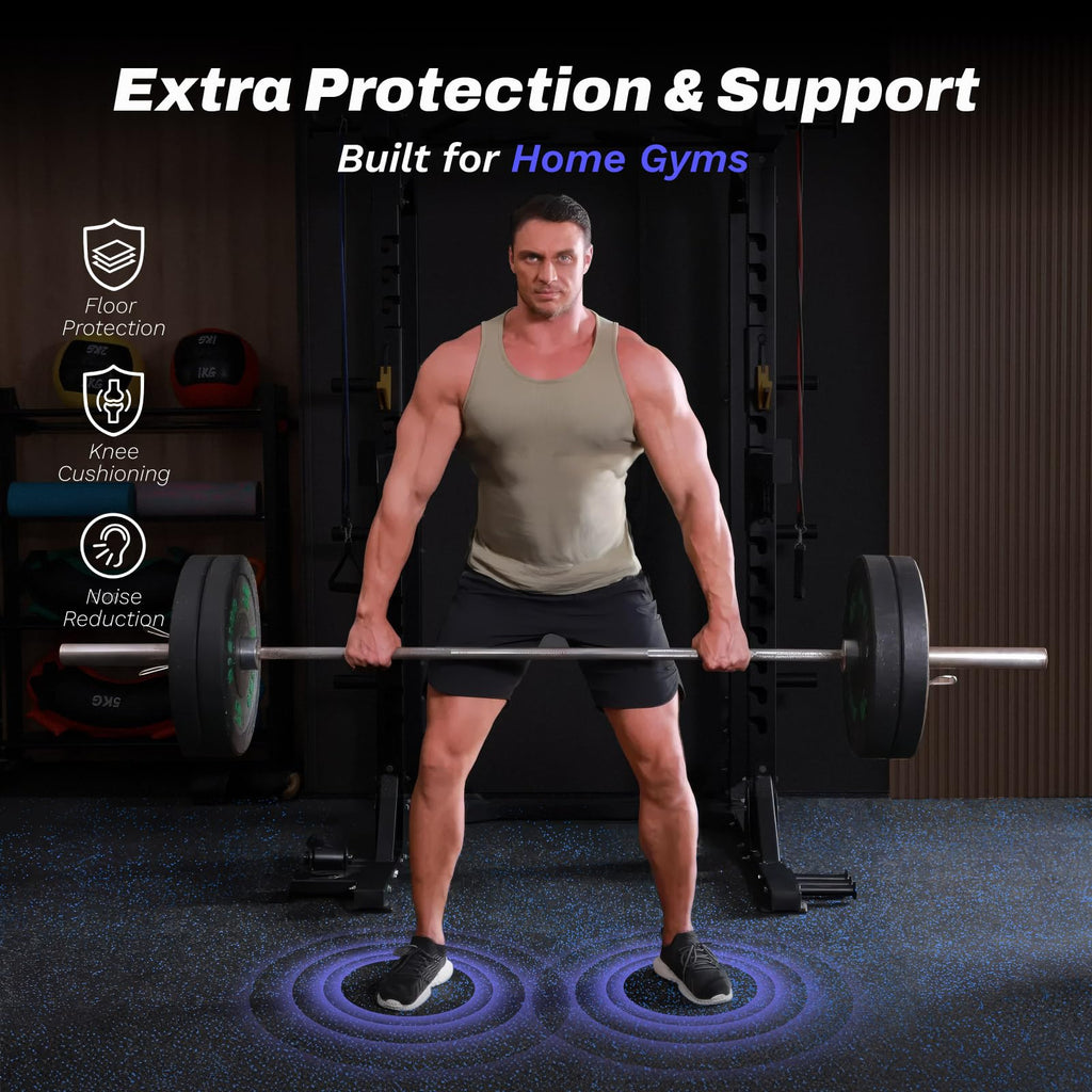 AIRHOP 1/2" Thick 48 Sq Ft Gym Flooring for Home Gym, Rubber Top Gym Mats