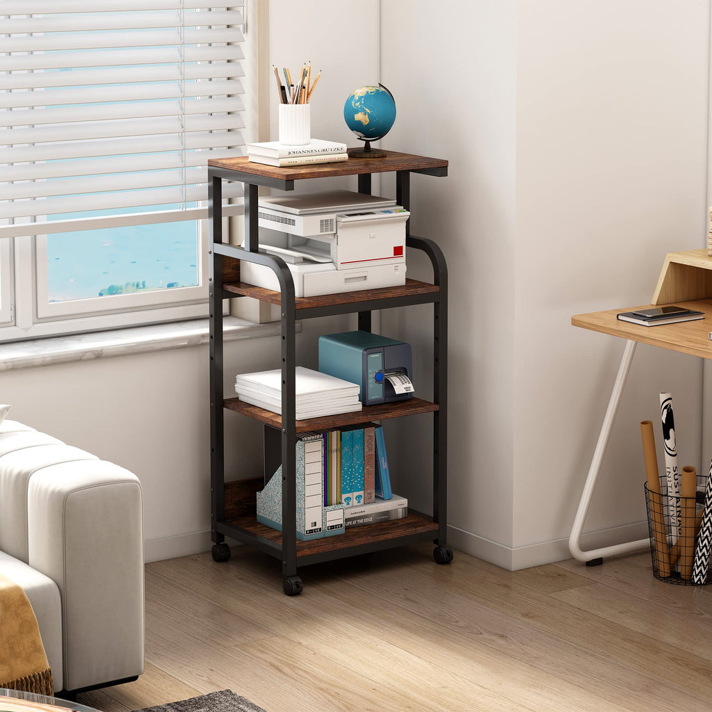 Fannova 4 Tier Tall Printer Stand with Height Adjustable Storage Shelf