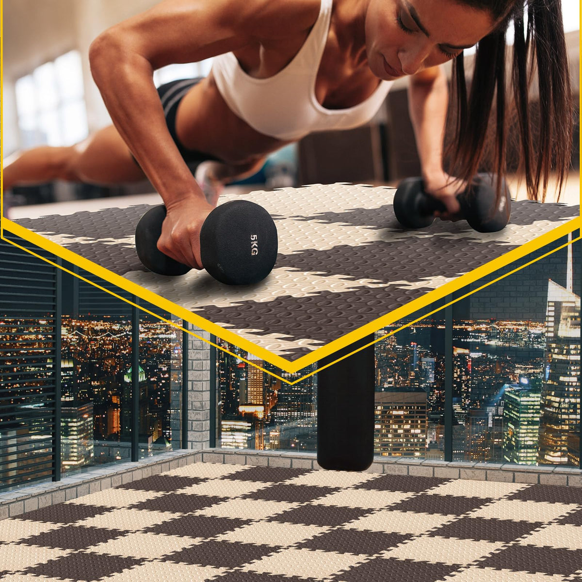 Ecally 100 Pcs 12 x 12 Gym Mat Foam Floor Mats for Home Gym Covers 96 Sq Ft Puzzle Exercise Square Interlocking Carpet Tiles with Border for Workouts Equipment Yoga Pilates (Black,Red)
