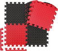 Ecally 100 Pcs 12 x 12 Gym Mat Foam Floor Mats for Home Gym Covers 96 Sq Ft Puzzle Exercise Square Interlocking Carpet Tiles with Border for Workouts Equipment Yoga Pilates (Black,Red)