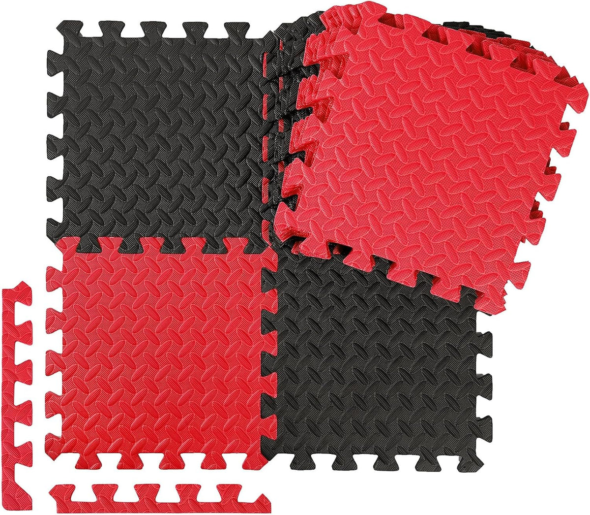 Ecally 100 Pcs 12 x 12 Gym Mat Foam Floor Mats for Home Gym Covers 96 Sq Ft Puzzle Exercise Square Interlocking Carpet Tiles with Border for Workouts Equipment Yoga Pilates (Black,Red)