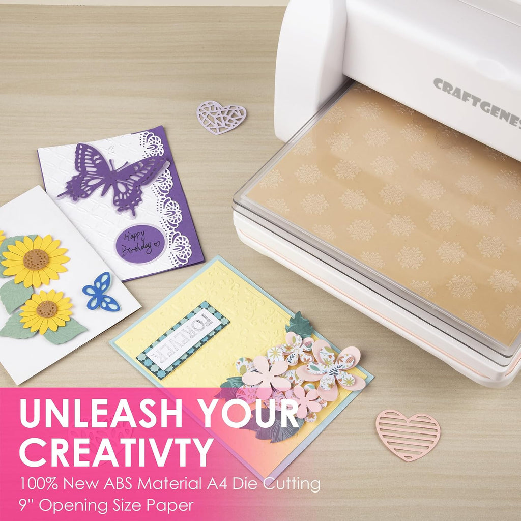 CraftGenes 9-Inch Die Cutting and Embossing Machine for Card Making, Pink