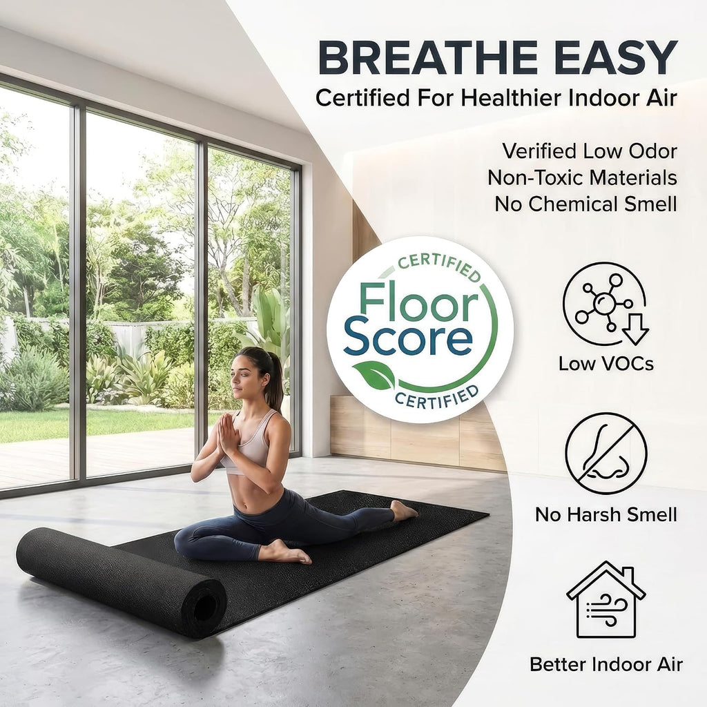 Rubber King Multi-Purpose Exercise Mat - 100% Recycled Thick Rubber Mat for Home Gym Flooring, Non-Slip, Low-Odor Durable Workout Mat for Indoor/Outdoor, Shoe-Friendly
