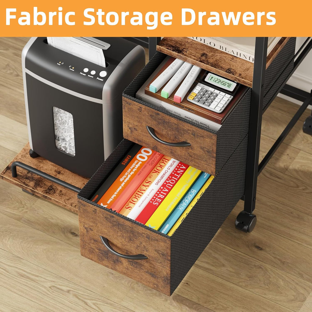 YAOHUOO Printer Stand with Power Outlet/Drawers, Printer and Shredder Stand
