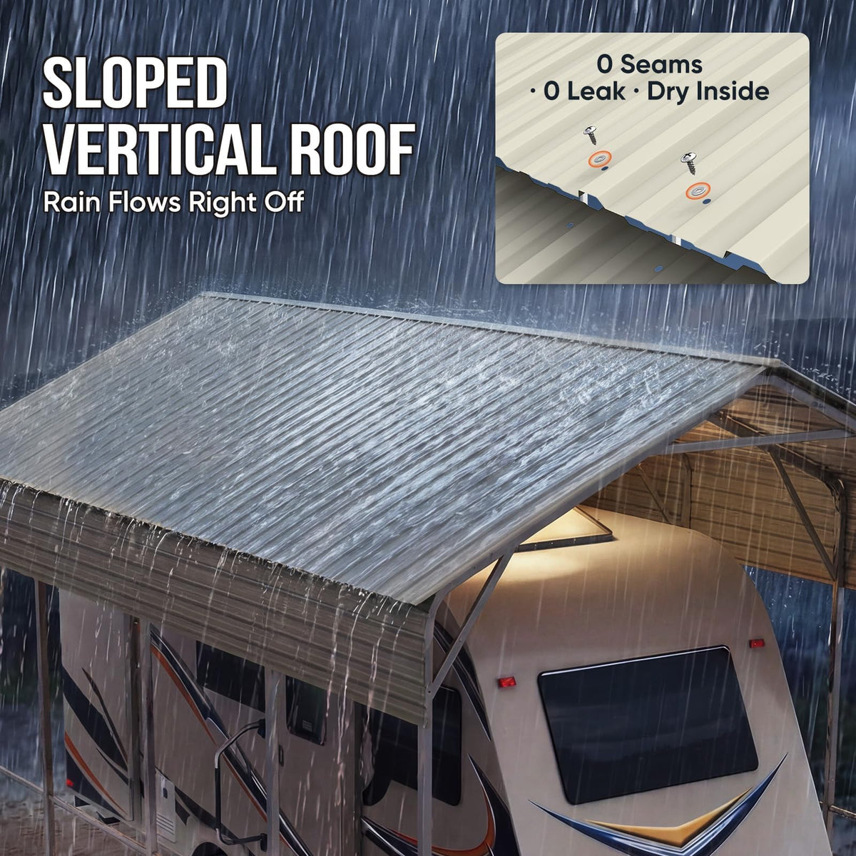Quictent 14x25x15 FT RV Metal Carport, Heavy Duty Reinforced Steel Shelter with Side Panel, Extra Tall Outdoor Garage Canopy for RV, Boat, Truck and Farm Equipment