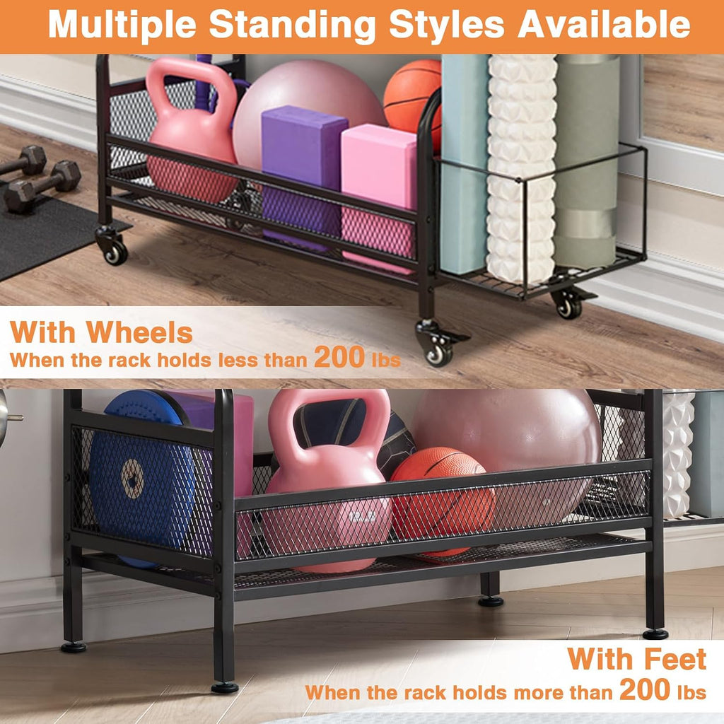Lauren&Harold 56'' Taller Home Gym Storage Organizer with Hanging Board