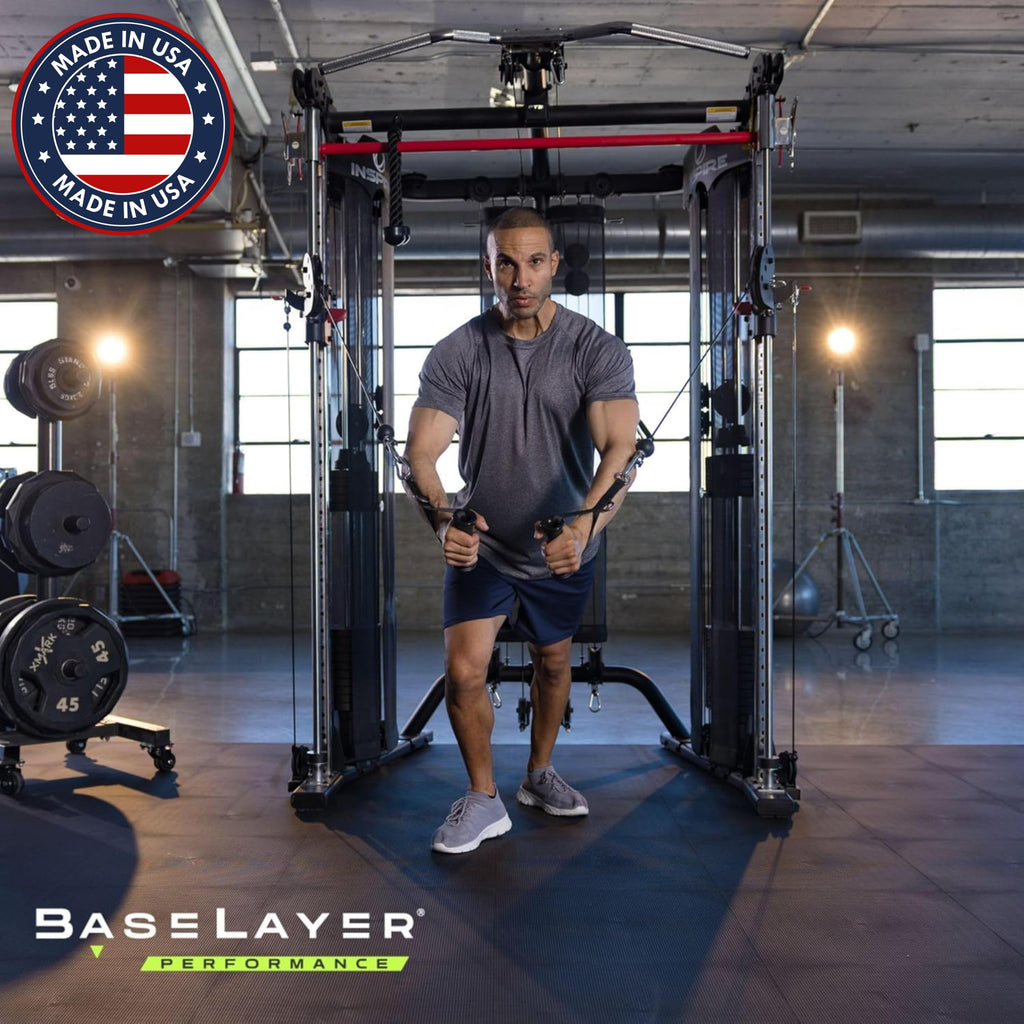 Baselayer Performance Series Interlocking Floor Tiles - Durable Â½ in TPE (Rubber Like, NOT Foam, no Odor) - Gym Flooring for Weights & Heavy Equipment - Black, 15 SqFt (6 Pack) - Made in USA