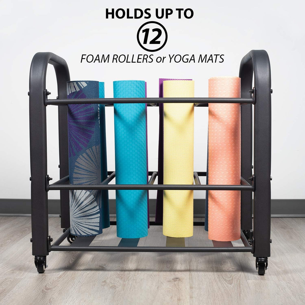 Synergee Yoga Mat Storage Rack â Storage Cart for Yoga Mats, Foam Rollers & Mobility Equipment. Perfect for Yoga Studio or Commercial Gym.